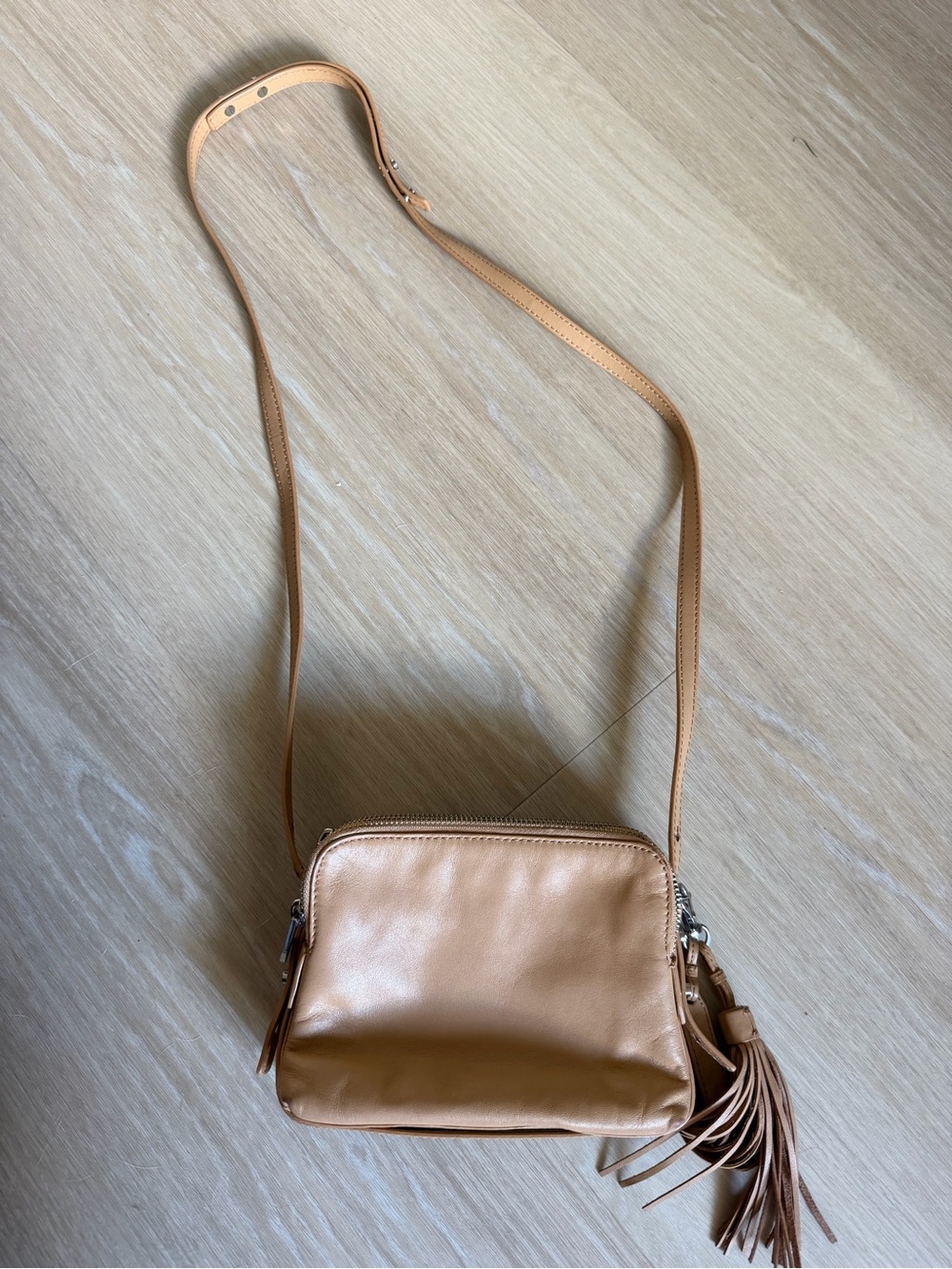 Loeffler Randall Tan Leather Crossbody with Tassel